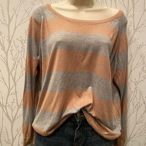 Haute Hippie Pullover Camel Tan Gray Viscose Silk Striped Sweater Size XS/S
